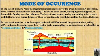 Mode of Occurrence of Igneous Rocks  Part2  Hindi  Engineering Geology [upl. by Chemar]