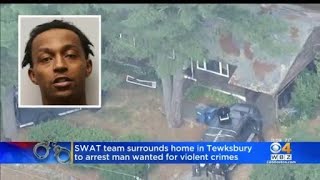 SWAT team surrounds Tewksbury home to arrest man wanted in Boston shooting [upl. by Akciret]