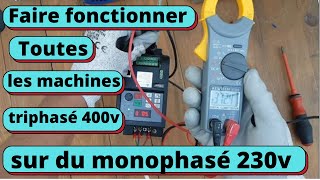 branchement d un moteur triphasé 400v en monophasé 220v avec un variateur de frequence [upl. by Marion]