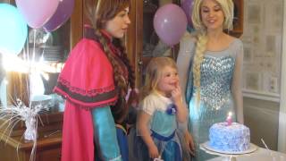 Anna amp Elsa Singing Happy Birthday  Kendals 3rd birthday [upl. by Flossy74]