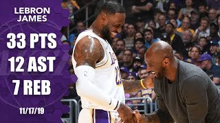 LeBron James puts on a show as Kobe Bryant sits courtside  201920 NBA Highlights [upl. by Maram537]