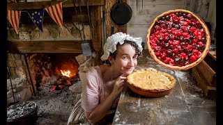 Baking an Amazing Cherry Raspberry Pie from 1808 Real Historic Dishes Fire Baked Pie ASMR [upl. by Nahsor835]