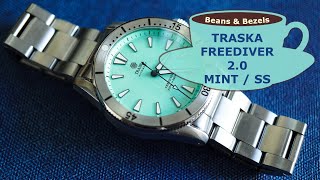 Beans amp Bezels  Traska Freediver 20 Mint Dial Stainless Steel Bezel  Unboxing [upl. by Sadoc]