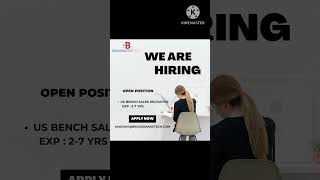 JOB APPORTUNITY AT HYD US BENCH SALES RECRUITER viralvideo viral [upl. by Nnahgiel]