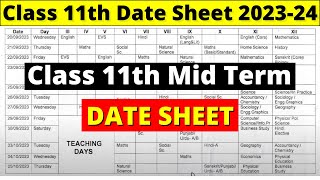 class 11 mid term date sheet 202324  cbse mid term date sheet 2023  cbse date sheet 202324 [upl. by Adnema855]