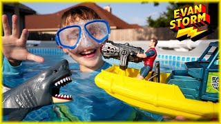 Its Shark Week Ocean Treasure Hunt Playset in the SWIMMING POOL [upl. by Camfort]