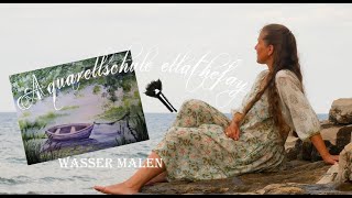 Aquarell  Seerosen und Boot  WASSER malen [upl. by Wolliw465]