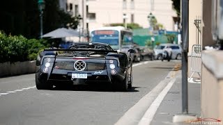 2x Pagani Zonda F Roadster driving in Monaco [upl. by Innavoij]