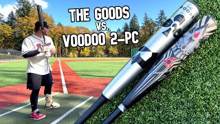 2022 DeMarini The Goods vs 2022 DeMarini Voodoo 2piece  BBCOR Baseball Bat Review [upl. by Ellissa]