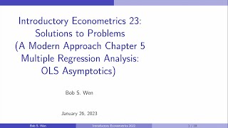 Solutions to Problems 1 to 6A Modern Approach Chapter 5 Asymptotics  Introductory Econometrics 23 [upl. by Ajnin97]