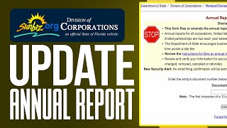 How To Update Your Annual Report for LLCS CORP With Sunbiz Florida 2024 Simple Tutorial [upl. by Benjamin]