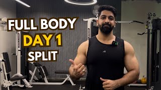 Full body split workout to build muscle  BEGINNERS GUIDE  Day 1 [upl. by Inail827]