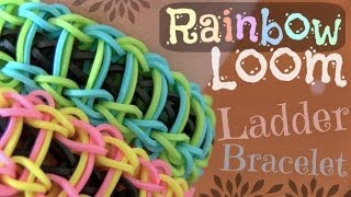 RAINBOW LOOM  Ladder Bracelet  How To  SoCraftastic [upl. by Onirefez]