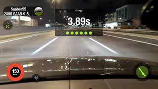 Saab 95 Aero acceleration 100200 kmh with Dragy GPS [upl. by Nafri534]