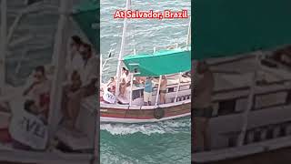 SALVADOR BRAZIL HOLIDAY SEASON BOAT TOUR NEAR THE BEACHEStrending brazil youtuber sea boating [upl. by Alvera293]