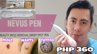 NEVUS BEAUTY MOLE REMOVAL SWEEP SPOT PEN FOR WARTS AND TATTOO  REAL TALK REVIEW [upl. by Mindi510]