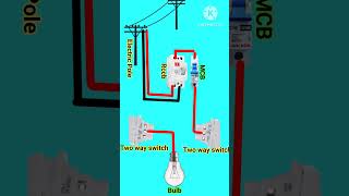 how to two way switch connection three way switch connection 1 bulb 2 switch connection ✅shorts [upl. by Lainahtan]