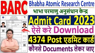 BARC Admit Card 2023 Download Kaise Kare 🔥 How to Download BARC Admit Card 2023 🔥 BARC Admit Card [upl. by Zelazny]