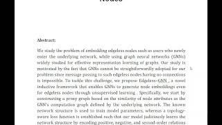 Edgeless GNN Unsupervised Representation Learning for Edgeless Nodes [upl. by Rosemary]