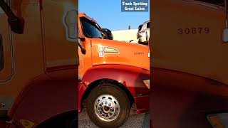 shorts BIG Orange Kenworth With Super Sleeper At Truck Stop In Toledo trucking [upl. by Otrevlig]