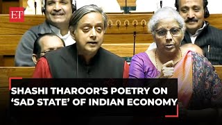 Hum kangle ho gye Shashi Tharoors poetry on sad state of Indian economy FM Sitharaman fumes [upl. by Bull499]