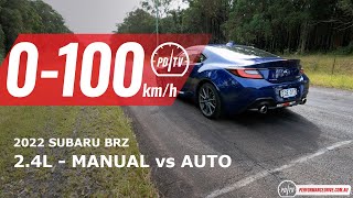 2022 Subaru BRZ manual vs auto 0100kmh amp engine sound [upl. by Orfield]