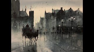 A Rainy Cityscape Watercolor painting [upl. by Saito]