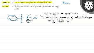 Assertion  NEthylbenzene sulphonamide is soluble in alkali \ \m [upl. by Melisandra]