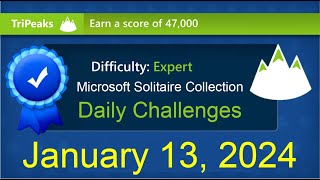 Microsoft Solitaire Collection TriPeaks  Expert  January 13 2024 [upl. by Llewej835]