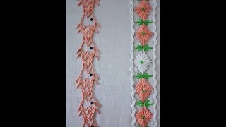 Hand embroideryHand embroidery 2 borders Hand embroidery stitches [upl. by Nunnery]