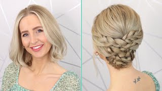 5 Minute Braided Updo For Short Hair [upl. by Ehud]