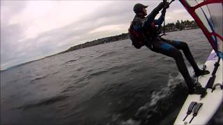 Windsurfing Fanatic Megacat 380 10302013 Lake Washington [upl. by Shaylynn568]