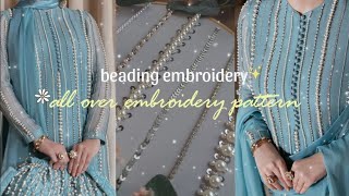 cute beads embroidery all over design for dress 🤍 bead work ✨️ hand embroidey for beginners [upl. by Emalee]