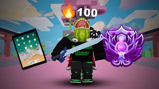 Road to Nightmare as the 1 MOBILE PLAYER Roblox Bedwars pt4 [upl. by Enimzzaj]