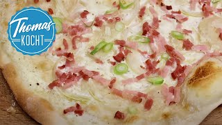 Elsässer Flammkuchen selber machen  Rezept ohne Hefe  Thomas kocht [upl. by Acyssej]