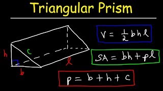 Triangular Prism  Volume Surface Area Base and Lateral Area Formula Basic Geometry [upl. by Eilatan524]