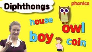 Diphthongs  ou ow oa oi oy ai ay ie ye uy  Phonics [upl. by Marlee281]