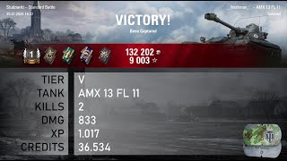 1295 AMX 13 FL 11  2 kills  833 dmg  1017 xp  36534 credits  World of Tanks [upl. by Stoneman]