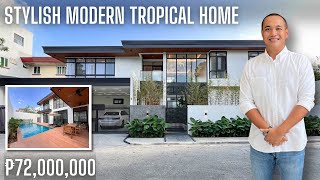 House Tour 319  Gorgeous Modern Tropical Home For Sale in Mapayapa Village Quezon City [upl. by Karb]