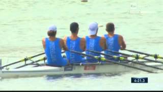 Semifinale Quattro di coppia BM4x Mondiali Under 23 canottaggio Varese 2014 [upl. by Ecinaj]