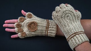 You will wish to crochet these fingerless mittens “ Cat’s paws”  a tutorial for beginners [upl. by Heurlin770]