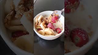 Weetbix with strawberries and banana for breakfast [upl. by Barling]