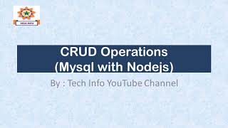 01 MySql NodeJs Crud Operations Tutorials in Hindi Urdu [upl. by Dodds486]