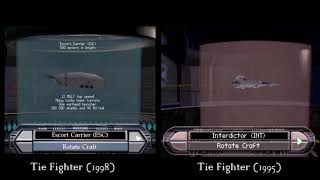 Tie Fighter 1998 VS Tie Fighter 1995 graphics  Tech room [upl. by Einnaffit668]