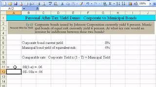 Personal AfterTax Yield  Corporate versus Muni Bonds 12e P32 [upl. by Koralie]