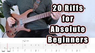 20 Guitar Riffs for Absolute Beginners with Tabs [upl. by Cutlerr]