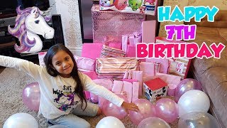 TIANNAS 7th BIRTHDAY UNBOXING BIRTHDAY MORNING OPENING [upl. by Ludvig]