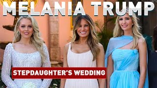 Melania Trump raises eyebrows with dress worn to stepdaughter’s wedding [upl. by Sebbie39]