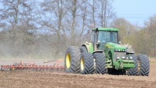 JOHN DEERE 8520 et VADERSTAD NZ aggressive de 10 m à la préparation des terres à maïs en 2014 [upl. by Cirnek]