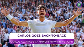 Carlos Alcaraz wins Wimbledon AGAIN  Winning Moment and Celebration  Final  Wimbledon 2024 [upl. by Anelrihs676]